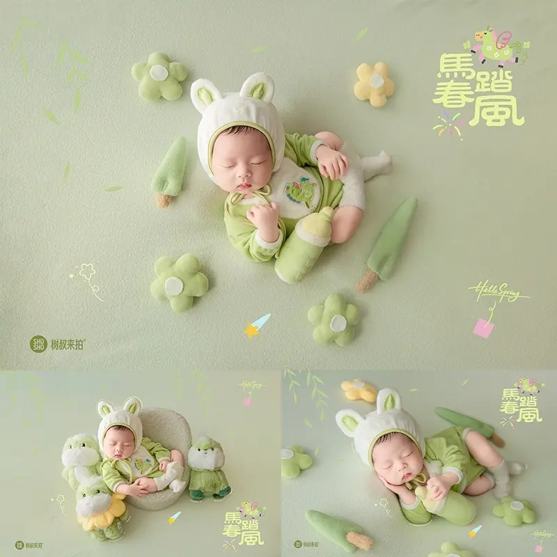 Green Furry Horse Theme Set - Newborn Photography Props